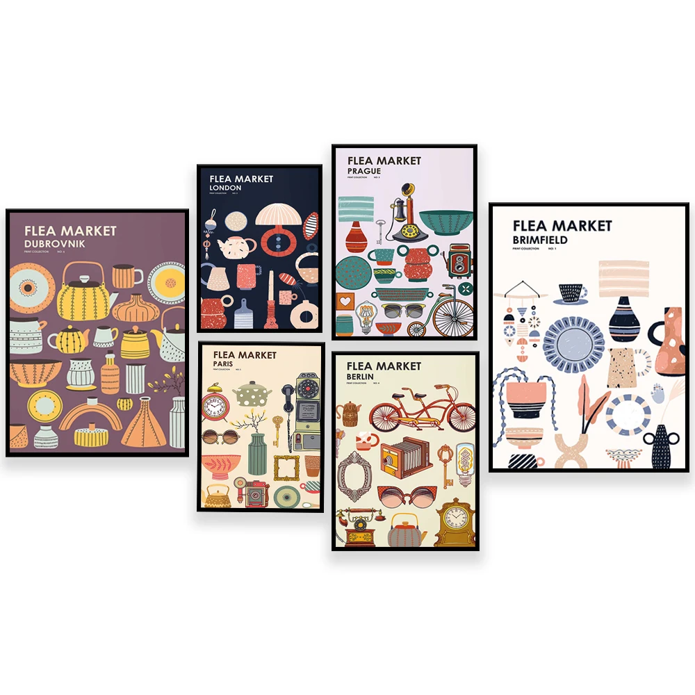 Vintage Collectible Market - Коллекция печати блох на рынке —