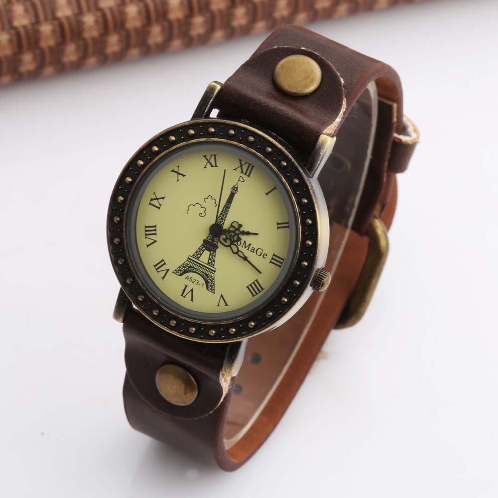 Vintage Watch Crystal - Часы наручные женские кварцевые с кожаным