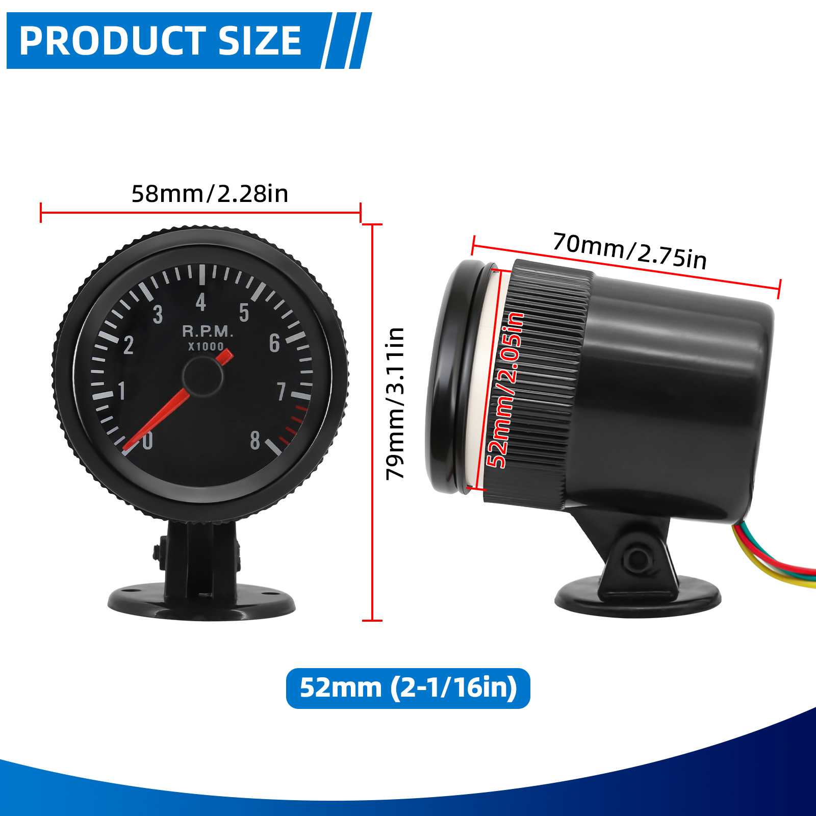 2-дюймовый (52 мм) тахометр дл – обзор и цена Analog Meter Gauge